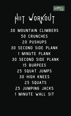 a black and white workout poster with the words hit workout