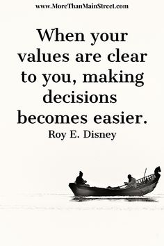 a black and white photo with the quote when your value is clear to you, making decision becomes easier