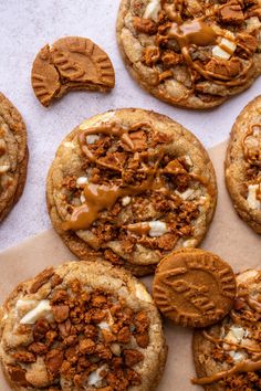 several cookies with peanut butter and other toppings