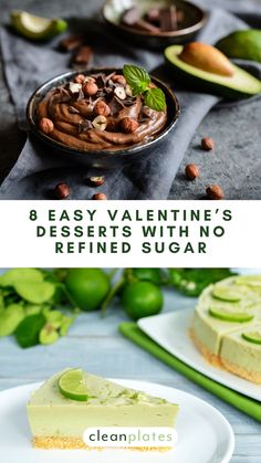 a slice of no bake cheesecake on a plate with the text, 8 easy valentine's desserts to define sugar