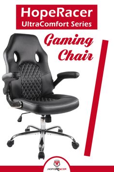 a black office chair with the words hoperacer ultra comfort series gaming chair on it