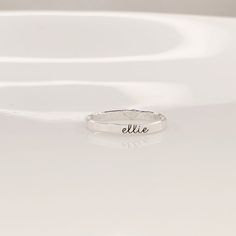 Fine silver name ring cursive font Trending Stackable Name | Etsy Mom Rings, Stackable Name Rings, Nameplate Ring, Set Of Rings, Hand Stamped Ring, Stacked Rings, Rings Stacking, Mom Ring, Ring Name