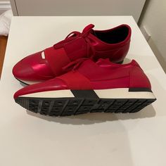 Brand New Balenciagas A Bit Big On Me Otherwise I Would Keep Them . Red Leather Sneakers For Spring, Red Sneakers With Contrast Sole For Spring, Balenciaga Track Trainers, Balenciaga Speed Runner, Balenciaga Triple S White, Chunky Dad Sneakers, Balenciaga Track Sneaker, Balenciaga Track 2, Pink Balenciaga