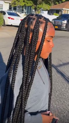 Big Block Braids, Large Knotless Box Braids Color, Jumbo Knotless Box Braids With Color, Braids Jayda Wayda, Big Boho Braids, Medium Large Knotless Braids, Large Boho Knotless Braids, Cutesy Hairstyles, Wayda Braids