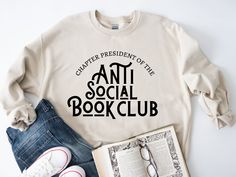 Antisocial Butterfly, Butterfly Book, Butterfly Books, Book Clothes, Club Sweatshirts, Club Shirts, Gildan Sweatshirts, Branded Sweatshirts