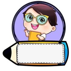 a cartoon boy with glasses holding a pencil