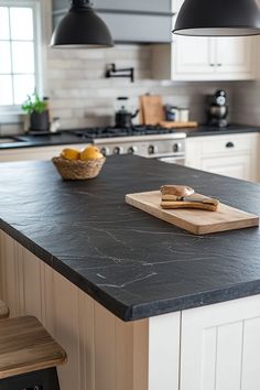 29 Organic Modern Kitchen Ideas to Create a Timeless Cooking Oasis Soapstone Kitchen Countertops, Black Soapstone Countertops, Soapstone Countertops Kitchen, Black Granite Countertops Kitchen, White Soapstone, Honed Granite Countertops, Black Granite Sink, Stone Kitchen Island, Soapstone Kitchen