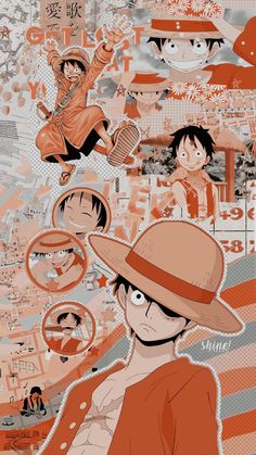 an image of some people with hats and orange shirts on, in the middle of a collage