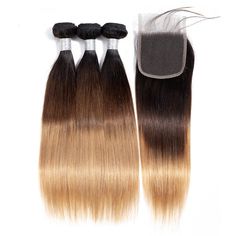 12A Ombre Straight Hair Bundles With Closure Brazilian Virgin Remy Human Hair 3 Tone T1B/4/27 Color-bundles with closure Ombre Straight Hair, Weave Hair Color, Brazilian Human Hair Weave, Straight Human Hair Bundles, Silky Smooth Hair, Invisible Lace, Straight Hair Bundles, Bundles With Closure, Hair Closure