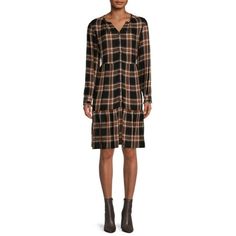 Work or weekend looks are given extra added flair with our Pilar woven plaid dress. Different plaids to choose from! Fun kicky plaids for Fall and winter weather wearing! Ankle boots are must here for an exciting updated look! Size: XL.  Color: Brown.  Gender: female.  Age Group: adult. Wearing Ankle Boots, Weekend Looks, Ruffle Hem Dress, Winter Weather, Free Spirited, Plaid Dress, Hem Dress, Womens Plaid, Fall And Winter