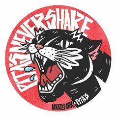 an image of a black cat with its mouth open and the words rivershake on it