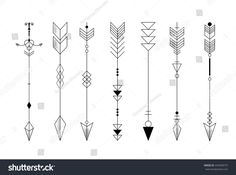 different types of arrows in black and white on a white background stock photo, images and royalty