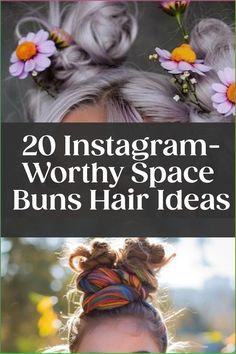 22 Trendy 2024 Space Buns & Slicked Back Updos Space Bun Hairstyles, Big Messy Buns, Two Buns