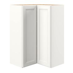 a white kitchen cabinet with two doors open