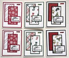 four cards with christmas designs on them