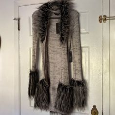 Beautiful Sweater Coat. Never Worn Brand New. Shoulder To Bottom Is 3 Foot/36 Inches. Cozy Fitted Gray Cardigan, Cozy Fitted Gray Outerwear, Southwestern Jacket, Snow Jackets Women, Canada Goose Parka, Hooded Wool Coat, Long Blazer Jacket, Embellished Denim Jacket, Long Down Coat