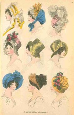 Hats From History Regency Headwear, Regency Costume, Regency Clothing, Head Dresses, Historic Fashion, Regency Period, Jane Austin