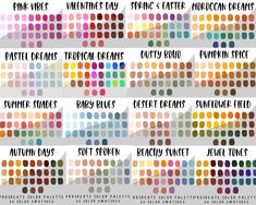 the color chart for different shades of paint