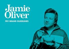 a man holding a bowl in his hands with the words jamie olver on it