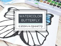 watercolor butterfly lesson for kids to learn how to draw and color with crayons