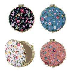 PRICES MAY VARY. Package Includes:4 Pcs retro floral cloth foldable makeup mirror. Size:The compact mirrors size is 3.1*2.8*0.6 inch/ 8*7*1.5 cm. Small size, fit any handbag or makeup bag storage. Design:The travel makeup compact mirror design with floral patterns, round shape, has two mirrors, meet all you need for cosmetic usage. Wide Useful:Folding makeup mirror great for mascara, tweezing and plucking, flossing. Perfect for travel, office, outdoor and even at home. After Sale Service:If you Foldable Mirror, Makeup Compact, Floral Makeup, Makeup Supplies, Travel Supplies, Travel Mirror, Makeup Gift Sets, Floral Pocket, Floral Retro