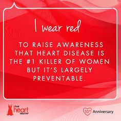 In 2002, The Heart Truth introduced the Red Dress as the national symbol for women and heart disease awareness. Today, Americans nationwide wear red to show their support of women's heart health. Repin to show why you wear red. For more information on women's heart health, visit www.hearttruth.gov. National Heart Month, National Wear Red Day, Wear Red Day, Women Heart Health, Heart Health Awareness, Heart Health Month, Go Red For Women