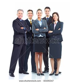 a group of business people standing in front of each other with their arms crossed and looking at the camera