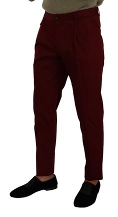 DOLCE & GABBANA Gorgeous, brand new with tags 100% Authentic Dolce & Gabbana mens pants crafted from cotton stretch features a zipper and button closure. Style: Dress chinos trousers Colour: Dark Red Fitting: Regular fit Zip and button closure Logo details Made in Italy Material: 97% Cotton 3% Elastane Dark Red Dress, Trouser Dress, Dark Red Dresses, Polyester Jacket, Cotton Chinos, Dolce And Gabbana Man, Mens Chinos, Chino Trousers, Dress Trousers