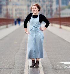 This may be our favorite pattern of the season and we expect to continue making it into Fall and Winter. The Burnside Bibs are not your traditional work overalls. Yes they are comfortable and easy to wear, yet they are much more stylish and feminine than traditional versions. The straps that transition to narrower ties offer many options for how they can be tied. And...like so many sewing patterns, we as sewists are able to influence how casual or dressed up they become simply by fabric choice. Burnside Bibs, Work Overalls, Bib Pattern, Fall And Winter, Bibs, Silk Blouse, Sewing Patterns, Overalls, Normcore