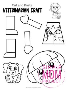 the cut and paste pattern is shown for children to learn how to make their own pet