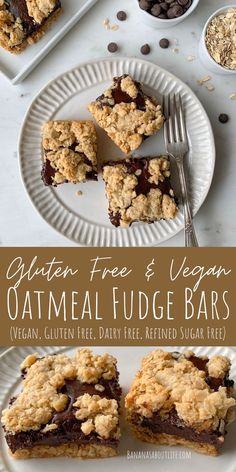 gluten free and vegan oatmeal fudge bars on a plate