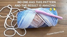 a ball of yarn with a crochet hook on it and a quote about knitting