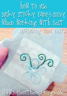 someone is stitching something with the words, how to use sulfy sticky paper - so