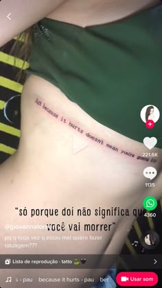 the back of a woman's stomach with an inscription on it that reads, so porque do nao sigifica que