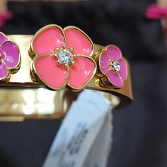 Kate Spade Floral Bracelets Elegant Pink Bracelets For Spring, Elegant Pink Kate Spade Jewelry, Pink Bracelets For Spring Parties, Spring Party Pink Bracelets, Spring Gift Jewelry By Kate Spade, Elegant Multicolor Kate Spade Jewelry, Feminine Pink Flower Bracelets, Elegant Pink Flower Bracelet, Elegant Pink Flower Shaped Bracelet