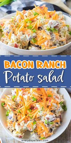 bacon ranch potato salad with cheese on top