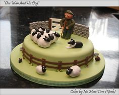 there is a cake with sheep on it