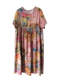 Bohemian Floral Silk Floss Robes O Neck Cinched Loose Summer DressThis dress is made of cotton or linen fabric, soft and breathy. Flattering cut. Makes you look slimmer and matches easily. Materials used: Silk flossMeasurement: One Size Bust 106cmlength 118cm / 46.45"bust 106cm / 41.73"Shoulder 39cm / 15.35"Sleeve length 25cm / 9.84"We ship worldwide.Tracking numbers provided for all orders. Multicolor Linen Beach Dress, Bohemian Linen Dress With Floral Print, Casual Linen Dress With Floral Print For Beach, Bohemian Multicolor Linen Dresses, Multicolor Linen Dress With Floral Print, Multicolor Linen Floral Print Dress, Multicolor Floral Linen Dress, Loose Summer Dress, Bohemian Summer Dresses