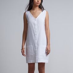 Nwt! This Is The Linen-Blend Button-Front Shift Dress From Ny&Co. “Paper White” Color. “V-Neck. Sleeveless. Shift Silhouette. Buttons Down Front.” Summer V-neck Dress With Button Back, Summer Linen V-neck Dress With Buttons, Summer V-neck Linen Dress With Buttons, Fitted V-neck Linen Dress With Buttons, Casual Summer Dresses With Button Back, Summer Linen Button-up Dress, V-neck Button Back Summer Dress, Cotton V-neck Dress With Button Closure, Summer V-neck Dress With Button Cuffs