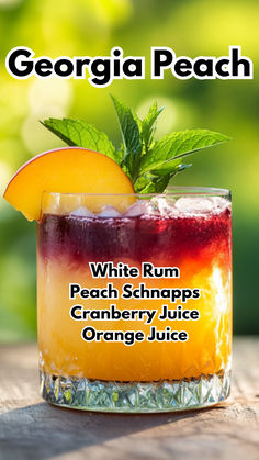 Georgia Peach Peach Vibes, Orange And Cranberry, Peach Cocktail, Peach Drinks, Summer Drinks Alcohol