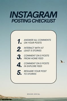 an instagram post with the text instagram posting checklist written in black and white