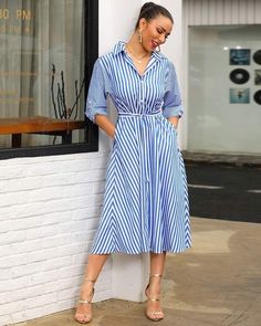 Tie Waist Shirt, Summer Office, Sarah Jessica, Maxi Robes, Church Outfits, Midi Dress Summer, Sleeve Midi Dress, Trend Fashion, Long Sleeve Midi