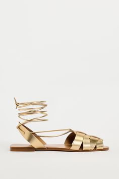 LEATHER CAGE SANDALS Gold Leather Lace-up Sandals For Spring, Metallic Strappy Sandals For Spring, Spring Metallic Strappy Sandals, Zara Gold Sandals For Beach, Zara Gold Sandals For Spring, Cage Sandals, Zara Flats, Newborn Studio, Sandals Gold