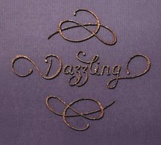 the word dagsling written in cursive writing on a purple background with gold glitter