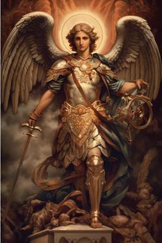 St Gabriel Archangel, St Gabriel, Dungeons And Dragons Decor, Michael Archangel, Dungeons And Dragons Figures, Angel Posters, Saint Gabriel, Michael The Archangel