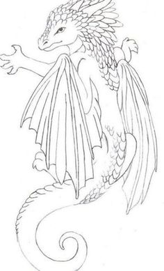 a drawing of a dragon sitting on its hind legs