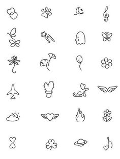 the different types of icons are shown in black and white, with one line on each side