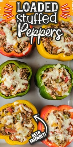 stuffed peppers with cheese and ground beef in the middle