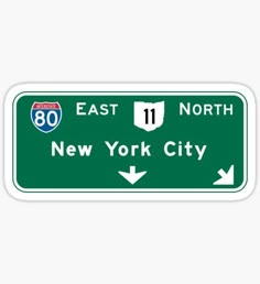 an east north new york city street sign sticker