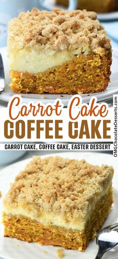 carrot cake coffee cake on a white plate